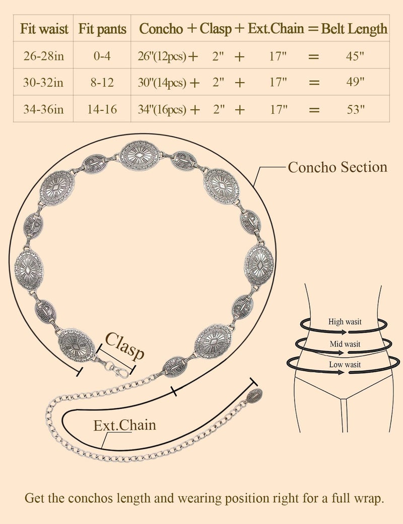 TOPACC Silver Western Belts for Woman Cowgirl Cowboy Concho Belt for Dresses Jeans Country Concert Outfit - Image 4