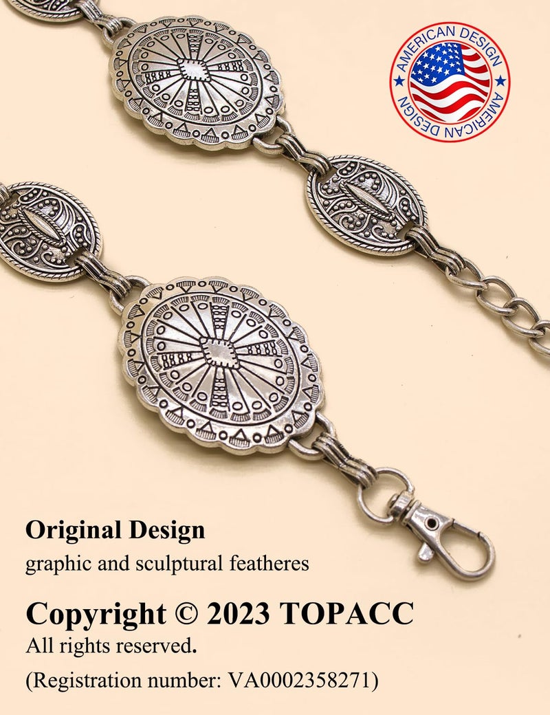 TOPACC Silver Western Belts for Woman Cowgirl Cowboy Concho Belt for Dresses Jeans Country Concert Outfit - Image 2