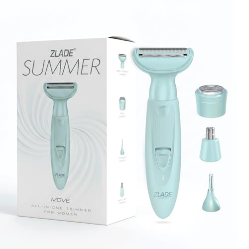 Zlade Summer Move All in One Sensitive Trimmer for Women | Bikini and Body Shaver | Face Shaver | Eyebrow Shaper | Nose and Ear Trimmer | Rechargeable with USB C | Fully Waterproof and Showerproof, Easy to Clean Design | Travel Friendly, Quick and Painless (Move All in One) - Image 1