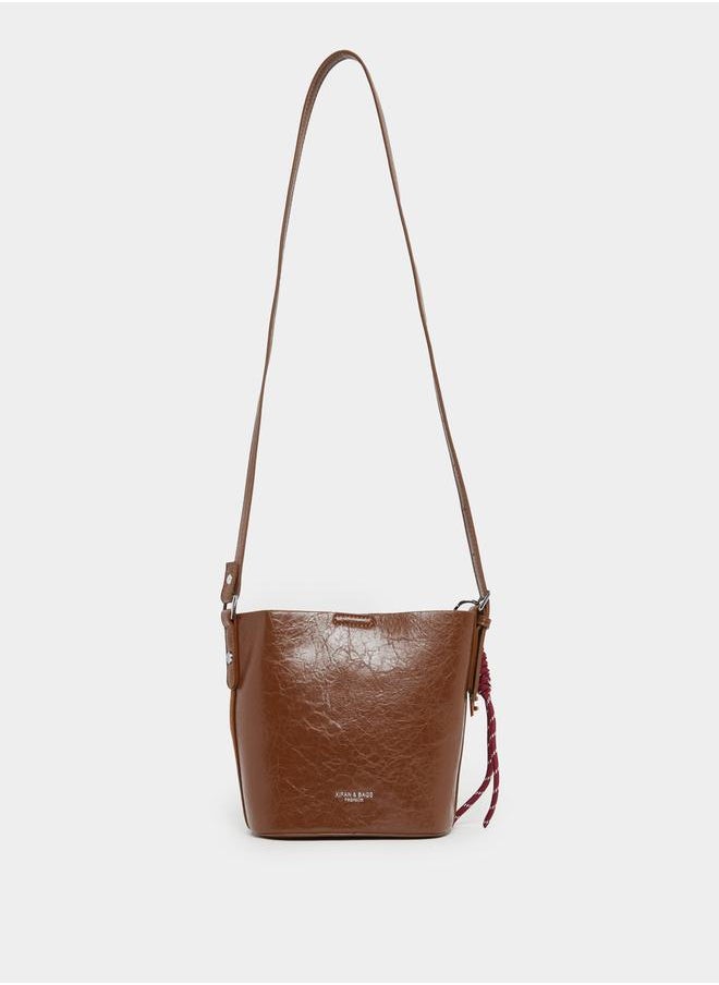 Styli Faux Suede Texture Shoulder Bag with Tassel Drop  - Image 3