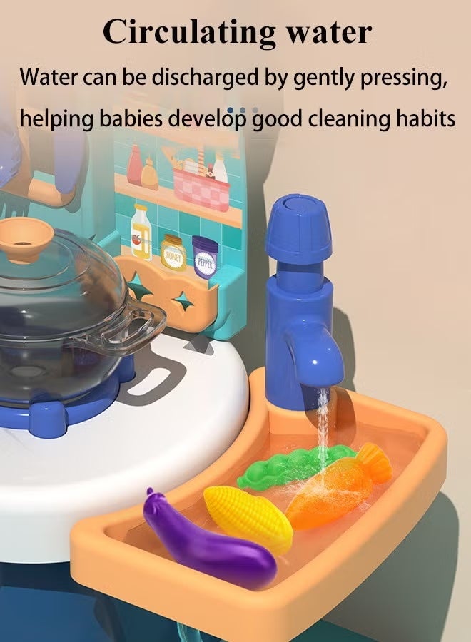 NAYIV Kids Kitchen Playset Mini Home Kitchen Bar Pretend Play Game with Sound & Light Kitchen Sink Toys with Flowing Water Cooking Stove Play Sink Food Toy Chef Pretend Play Set Educational Cooking Toys Kitchen Cooking Toy For 3 4 5 6 8Years Old Girls and Boys - Image 5