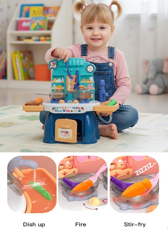 NAYIV Kids Kitchen Playset Mini Home Kitchen Bar Pretend Play Game with Sound & Light Kitchen Sink Toys with Flowing Water Cooking Stove Play Sink Food Toy Chef Pretend Play Set Educational Cooking Toys Kitchen Cooking Toy For 3 4 5 6 8Years Old Girls and Boys - Image 4