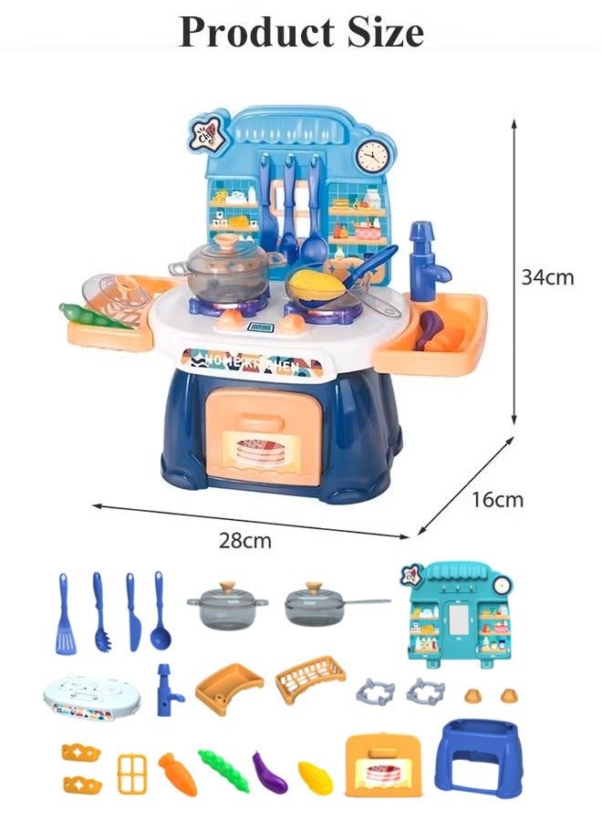 NAYIV Kids Kitchen Playset Mini Home Kitchen Bar Pretend Play Game with Sound & Light Kitchen Sink Toys with Flowing Water Cooking Stove Play Sink Food Toy Chef Pretend Play Set Educational Cooking Toys Kitchen Cooking Toy For 3 4 5 6 8Years Old Girls and Boys - Image 2
