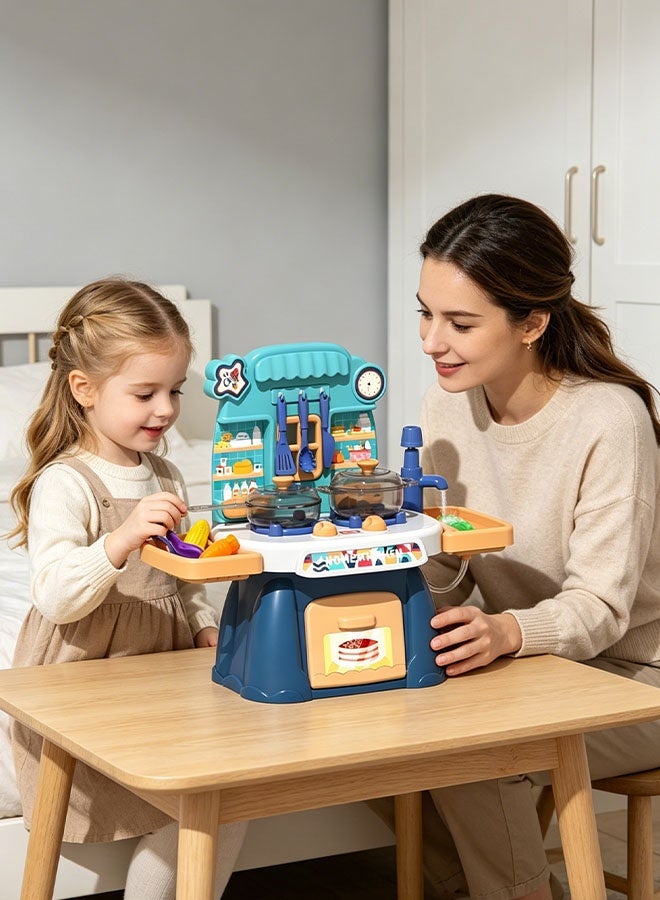 NAYIV Kids Kitchen Playset Mini Home Kitchen Bar Pretend Play Game with Sound & Light Kitchen Sink Toys with Flowing Water Cooking Stove Play Sink Food Toy Chef Pretend Play Set Educational Cooking Toys Kitchen Cooking Toy For 3 4 5 6 8Years Old Girls and Boys - Image 3