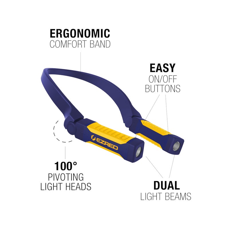 E-Z Red EZRED Bright NP20 Anywear Neck Light for Hands-Free Lighting, Blue and Yellow, Perfect Light for Mechanics, Camping, Hunting, DIY Projects, Reading - Image 4