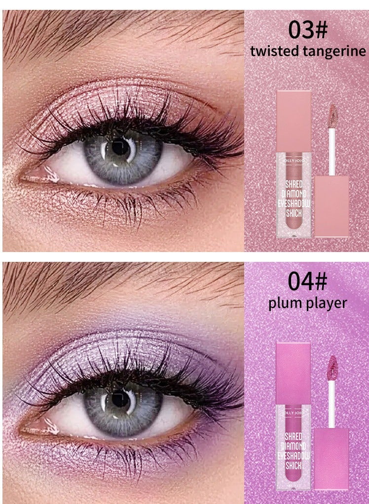 جولي جوجو 4 ألوان ظلال عيون سائلة لامعة، مكياج للنساء، قلم ظلال عيون مقاوم للماء يدوم طويلاً، 4 قطع - Image 5