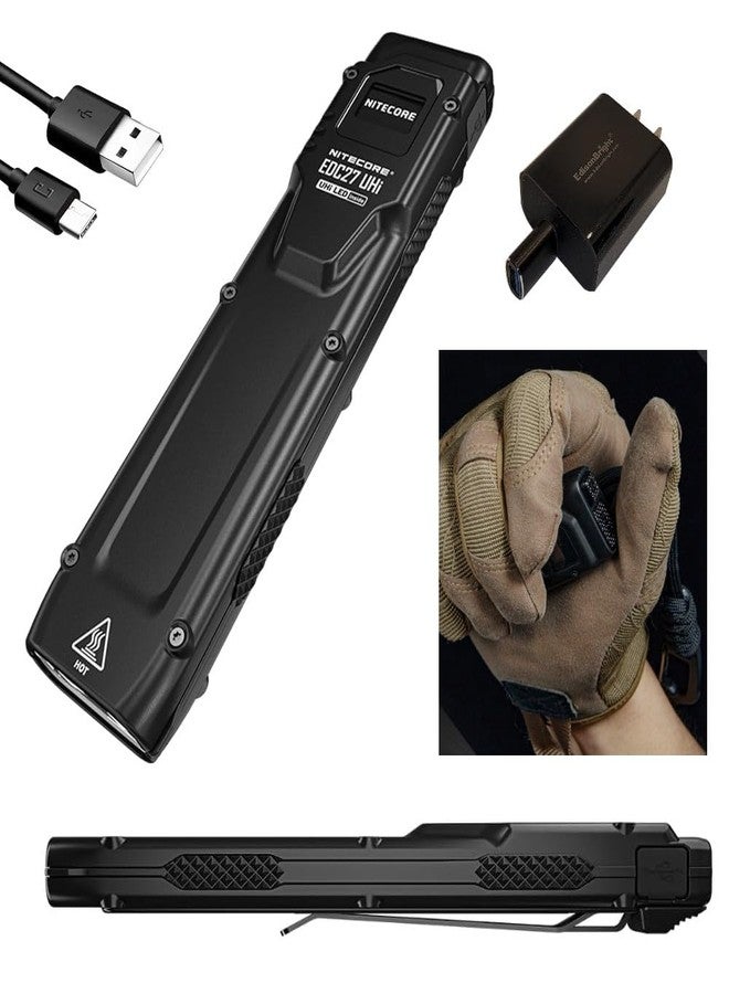 نايت كور مصباح يدوي نايت كور EDC27 UHi بقوة 3100 لومن، قابل لإعادة الشحن عبر منفذ USB، بتصميم نحيف، مزود بمحول شحن من ماركة إديسون برايت. - Image 3