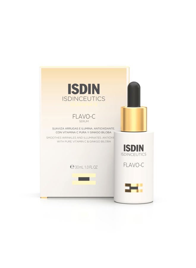 ISDIN مصل Flavo-C المضاد للشيخوخة ومضادات الأكسدة وفيتامين C، يزيد من إشراق البشرة ومرونتها وملمسها، 1 أونصة سائلة - Image 1