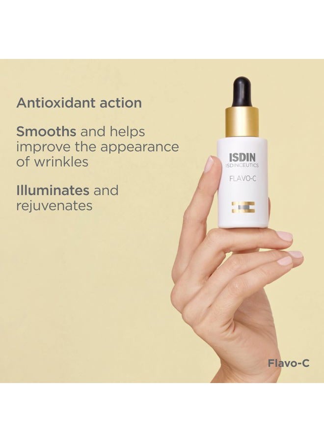 ISDIN مصل Flavo-C المضاد للشيخوخة ومضادات الأكسدة وفيتامين C، يزيد من إشراق البشرة ومرونتها وملمسها، 1 أونصة سائلة - Image 4