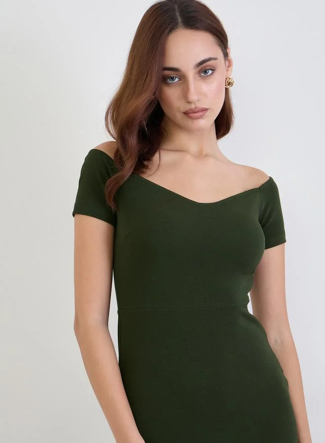 Styli Styli Olive Bodycon Midi Dress