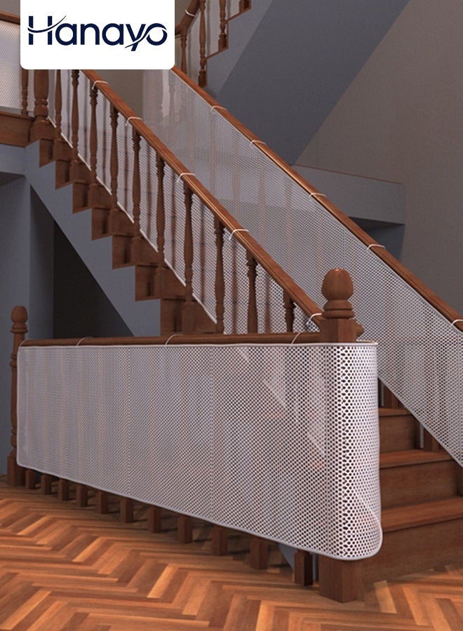 Hanayo Baby Safety Net Safety Stair Railing Mesh Net for Kids Toys Pets Children's Outdoor Window Balcony Fence Protection Mesh No Drilling for Children Kids Pets(White,300x78cm) - Image 1