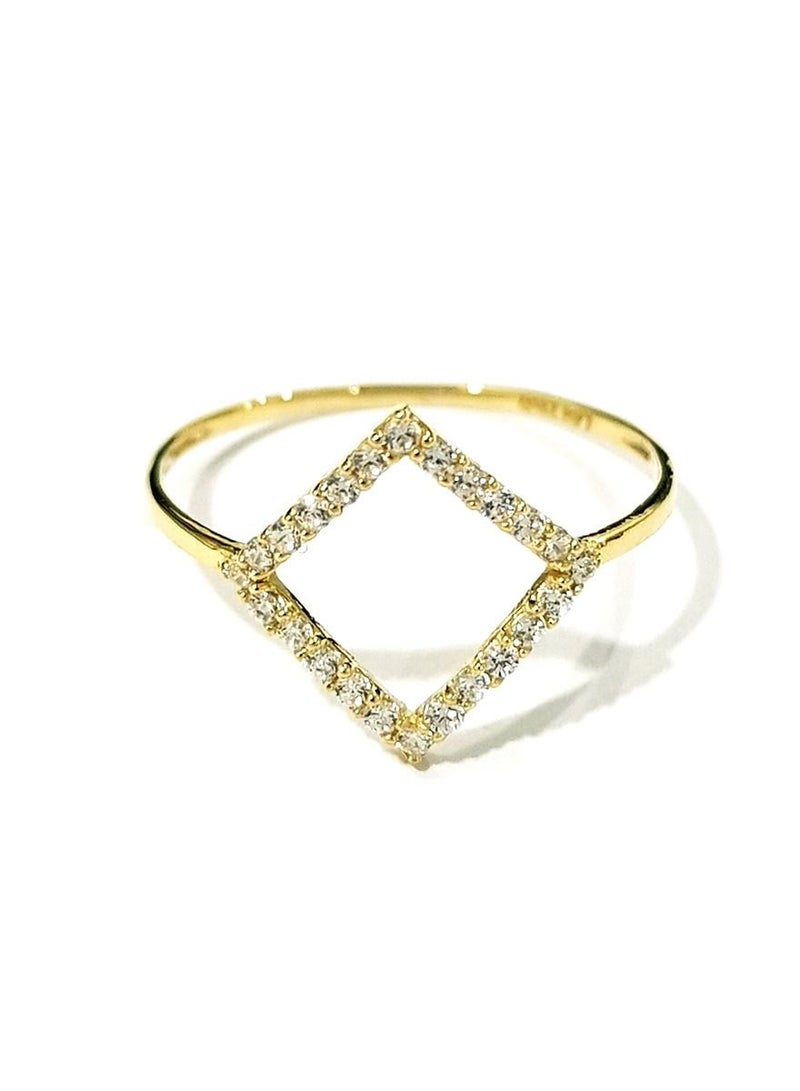 Hamsa.ae 18K Pure Gold Diamond Zircon Stone Ring Size 8