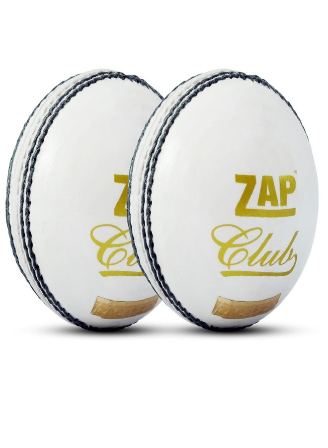 زاب كرة كريكيت جلدية من نادي ZAP - ضمان 20 أوفر أبيض (قطعتان)، معتمدة من المجلس الدولي للكريكيت، كرة جلدية حقيقية مقاومة للماء مخيطة يدويًا. - Image 1