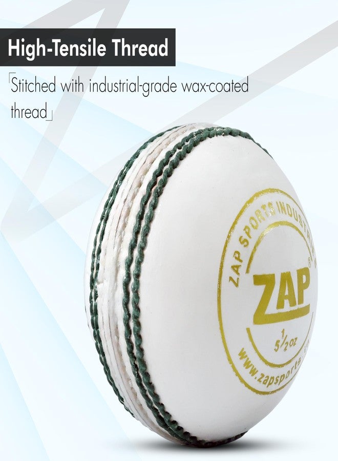 زاب كرة كريكيت جلدية من نادي ZAP - ضمان 20 أوفر أبيض (قطعتان)، معتمدة من المجلس الدولي للكريكيت، كرة جلدية حقيقية مقاومة للماء مخيطة يدويًا. - Image 5