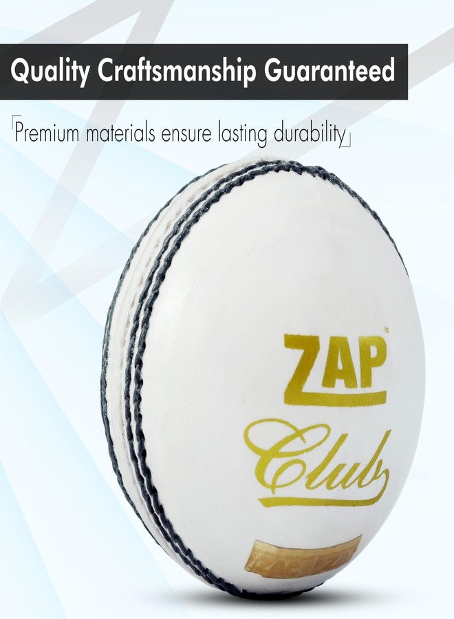 زاب كرة كريكيت جلدية من نادي ZAP - ضمان 20 أوفر أبيض (قطعتان)، معتمدة من المجلس الدولي للكريكيت، كرة جلدية حقيقية مقاومة للماء مخيطة يدويًا. - Image 3