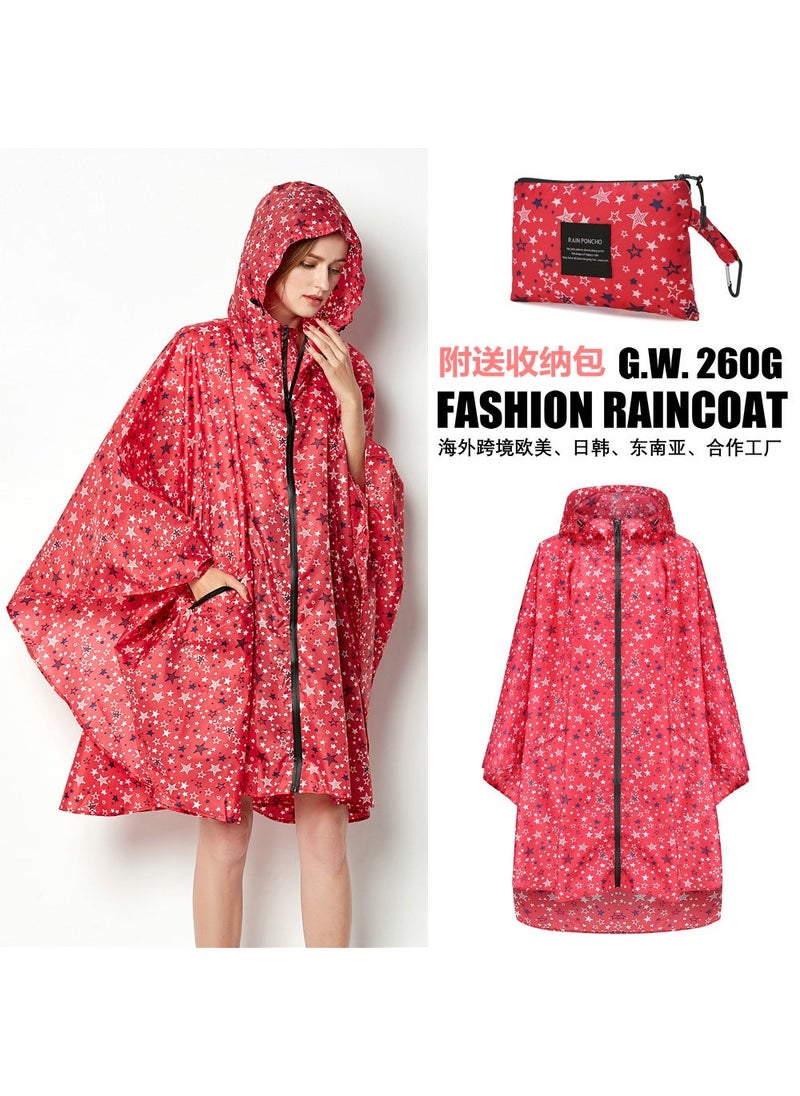 Generic European and American Fashion Japanese Korean Style Windproof Travel Backpack Electric Bicycle Bicycle Hiking Windbreaker Raincoat Poncho K015-Red Star 