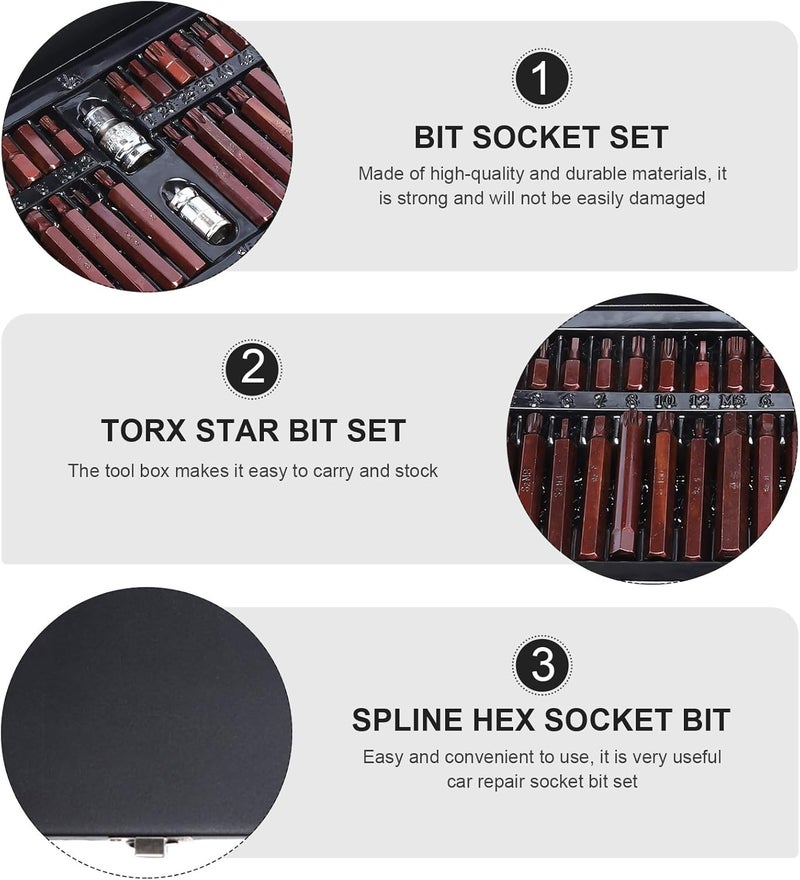 40pc Auto Repair Sockets Bit Socket Set Star Drive Kit with Copper Finish for Automobile Maintenance in Iron Storage Case - Image 3