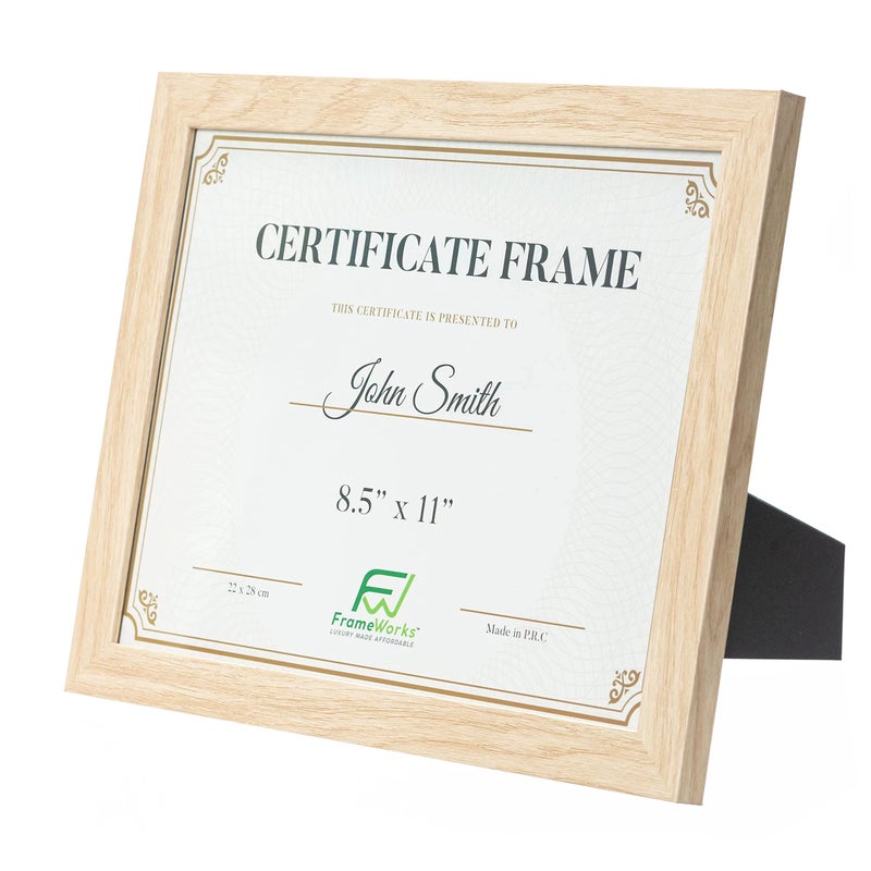 FrameWorks 8.5x11 Classic Wooden Document Frames Tempered Glass/Natural Oak / 2-Pack - Image 5