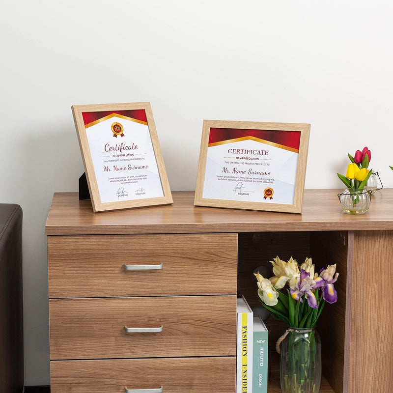 FrameWorks 8.5x11 Classic Wooden Document Frames Tempered Glass/Natural Oak / 2-Pack - Image 4