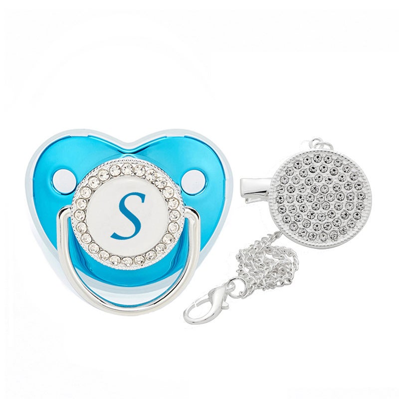 AliExpress WISH 26 Letters Blue Spot Diamond Baby Pacifier Baby Diamond Pacifier Playful Mouth - Image 1