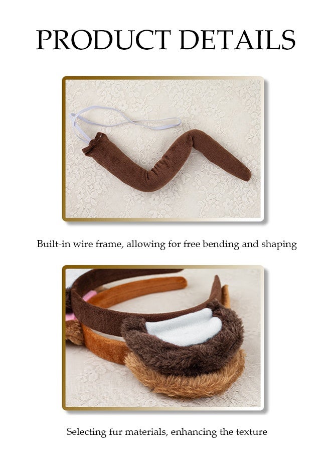 DUNISO Two Sets Children's Halloween Headband Suit for Kids，Halloween Animal Ears Headband Set，Monkey Ear Headband，Soft and High-quality，for birthdays, Halloween, Christmas, carnivals, costume parties - Image 3