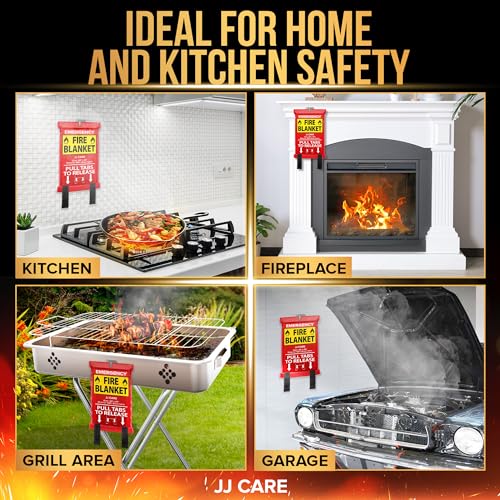 JJ CARE Fire Blanket – 4 Packs with Hooks and Gloves – 40” x 40” Fire Blankets Emergency for Home and Kitchen, High Heat Resistant and Flame Protection for Kitchen, Car, Office, Camping & Home Safety - Image 5