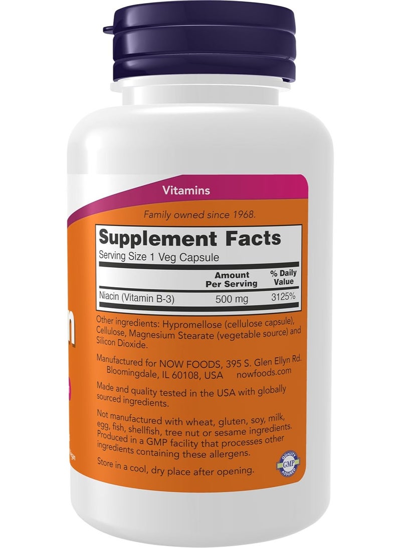 ناو نياسين (فيتامين ب3) 500 ملغ، فيتامين أساسي من مجموعة فيتامينات ب*، صحة غذائية، 100 كبسولة - Image 2