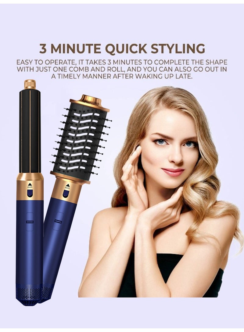 BESTIS 6 In 1 Hair Dryer Brush Hot Comb Set and Straightener Styling Tool 1000W Blue and Gold - Image 2