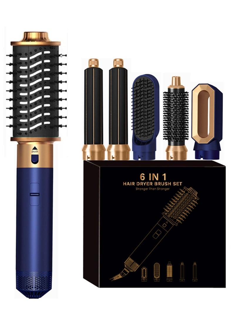 BESTIS 6 In 1 Hair Dryer Brush Hot Comb Set and Straightener Styling Tool 1000W Blue and Gold - Image 1