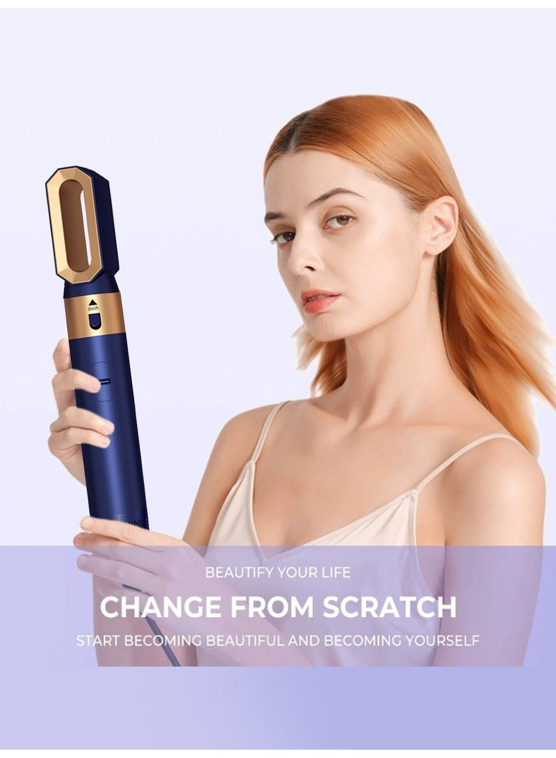 BESTIS 6 In 1 Hair Dryer Brush Hot Comb Set and Straightener Styling Tool 1000W Blue and Gold - Image 3