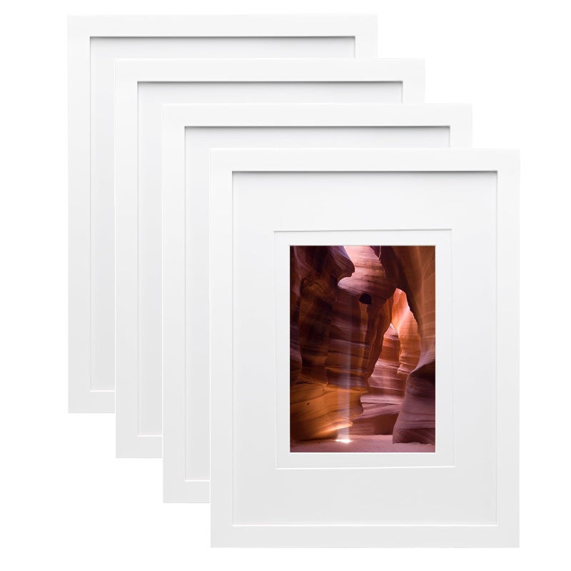 Egofine Egofine 9x12 Picture Frames Set of 4 Made of Solid Wood Covered by Plexiglass 5x7 and 6x8 with Mat or 9x12 without Mat for Table Top Display and Wall Mounting Photo Frame White 
