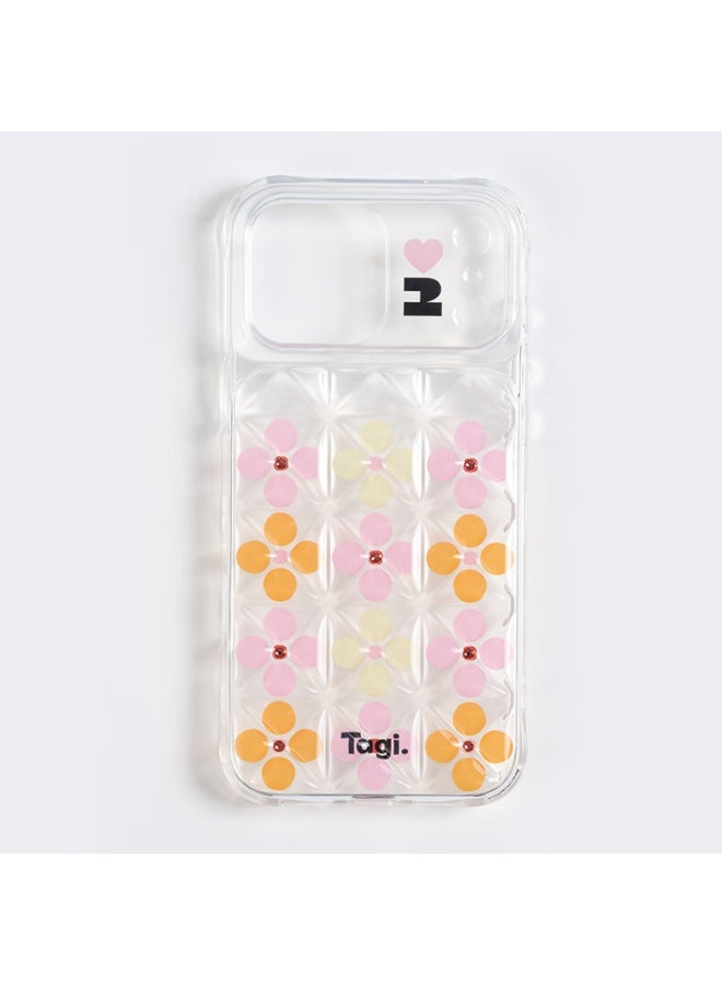 Tagi. Tagi Ice Cube Diamond Transparent Phone Case, Full Protection Anti-drop, 3d Cute Transparent Creative Phone Chain, Suitable For Iphone17promax-raspberry Small Flower - Image 1