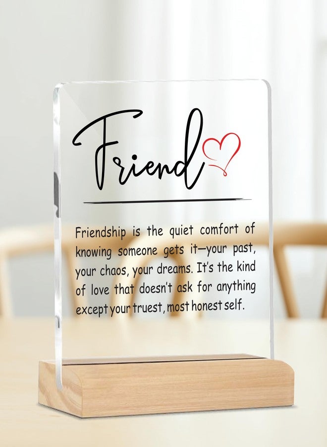 Giftplease Friendship Quote Plaque with Wooden Stand – Cute Desk Decor Gift for Best Friend, Birthday, Friendship Day & Room Decoration MP_109 - Image 5