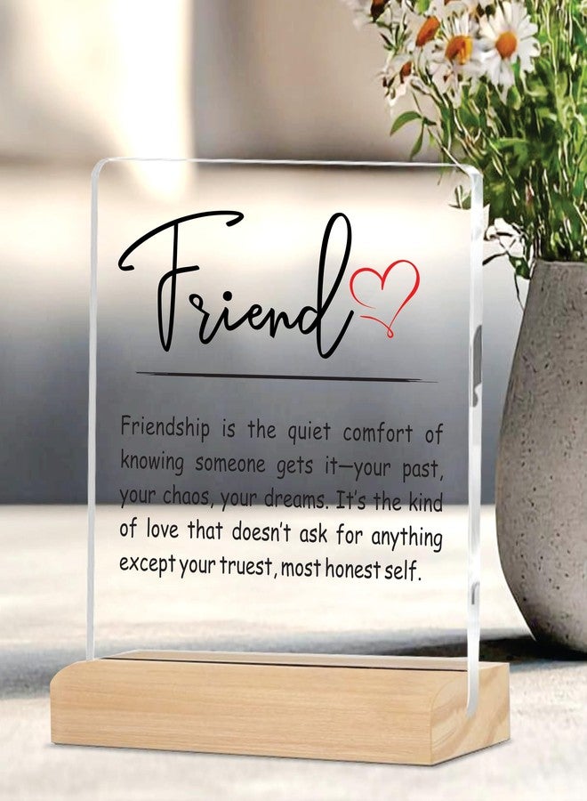 Giftplease Friendship Quote Plaque with Wooden Stand – Cute Desk Decor Gift for Best Friend, Birthday, Friendship Day & Room Decoration MP_109 - Image 2