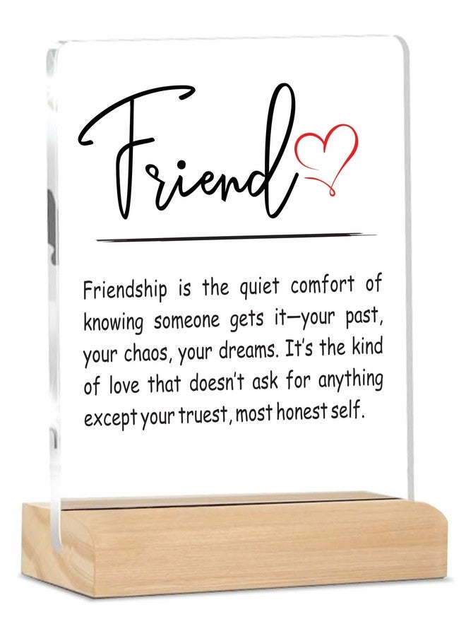 Giftplease Friendship Quote Plaque with Wooden Stand – Cute Desk Decor Gift for Best Friend, Birthday, Friendship Day & Room Decoration MP_109 - Image 1