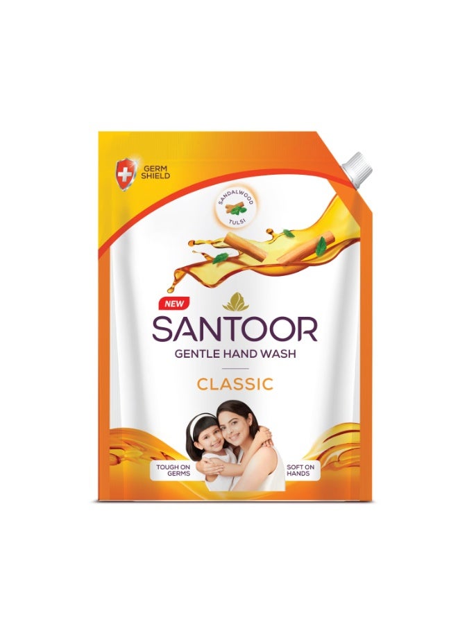 Santoor Classic Gentle Hand Wash with Natural goodness of Sandalwood & Tulsi, 120ml - Image 1