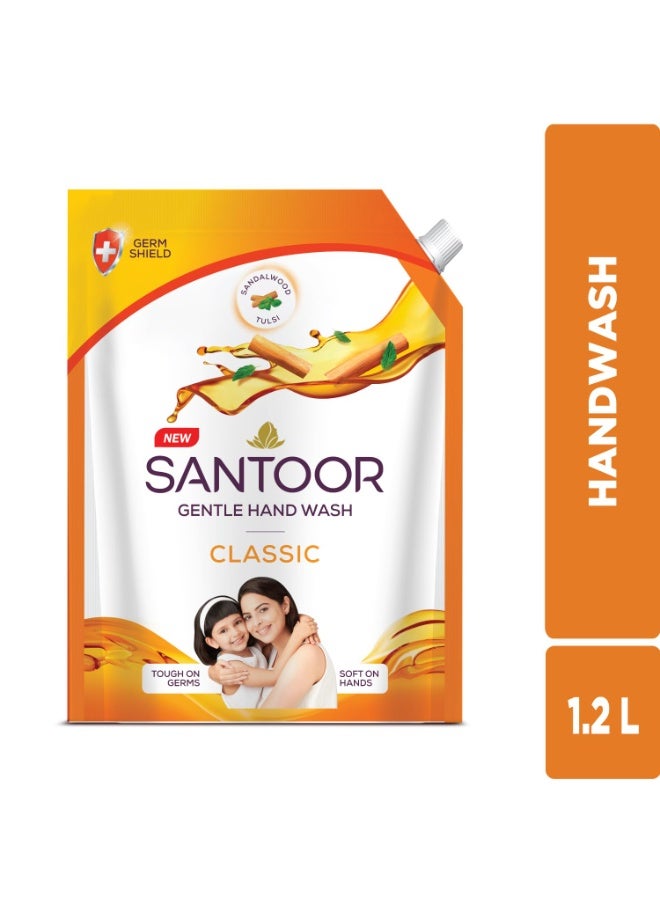 Santoor Classic Gentle Hand Wash with Natural goodness of Sandalwood & Tulsi, 120ml - Image 2