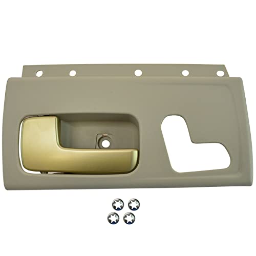 TRQ Front Left Interior Door Handle Beige & Gold Drivers Side Compatible with 2003-2011 Lincoln Town Car - Image 1