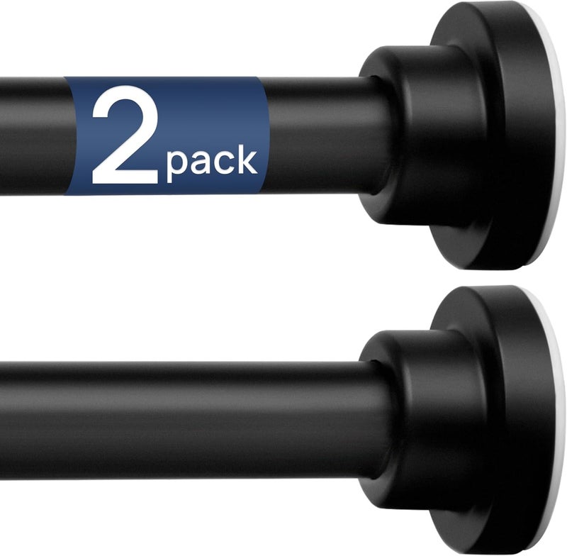 ENJOYBASICS 2 Pack Adjustable Spring Tension Shower Curtain Rod 81 to 167 cm, 7/8" Stainless Steel Matte Black No Drilling Rod for Window, Bathroom, Closet, Room Divider - Image 1