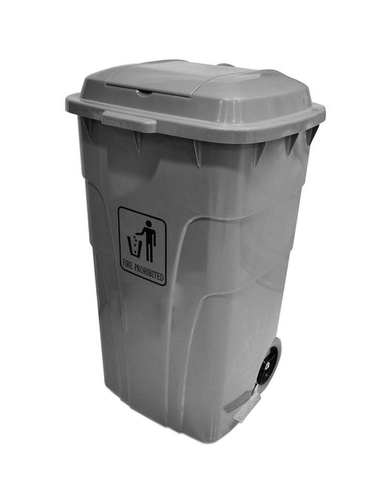 AKC High Quality Plastic Garbage Bin with Pedal and Wheels 240 Liters Grey 