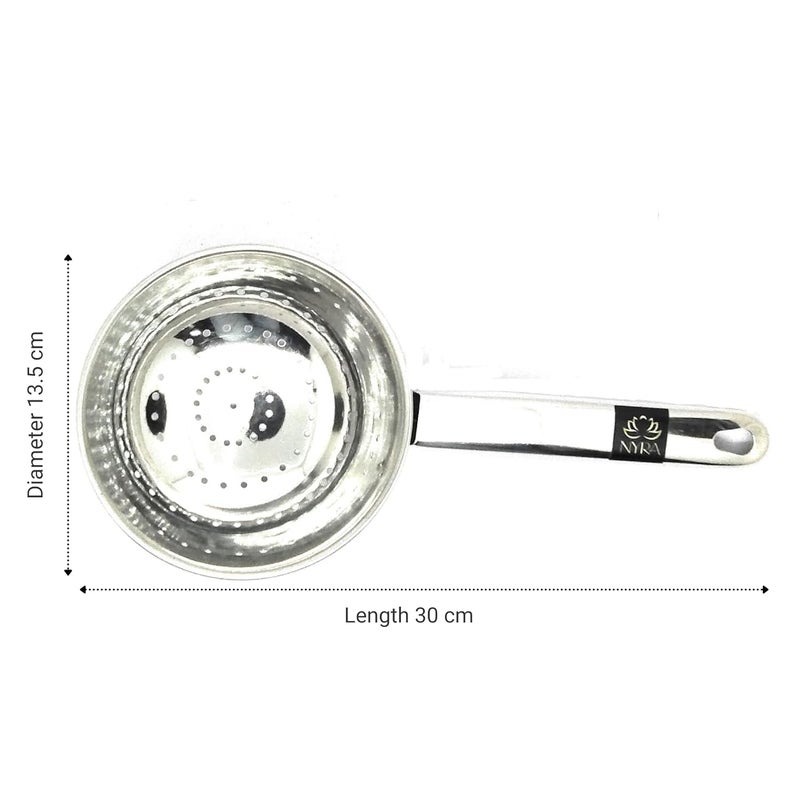 Nyra Stainless Steel StrainerColander with Handle for Rice Poha Vegetables and More Essential Kitchen Tools Home Kitchen 30 cm - Image 3