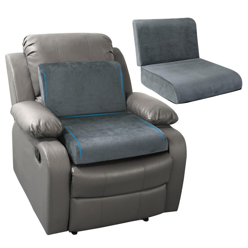 HOMBYS Recliner Seat Cushion with Lumbar Supportive Pillow Extra Large NonSlip Seat Cushion with Back Support CushionsCruve Edge Design for Relief Thighs Pressure Dark Grey