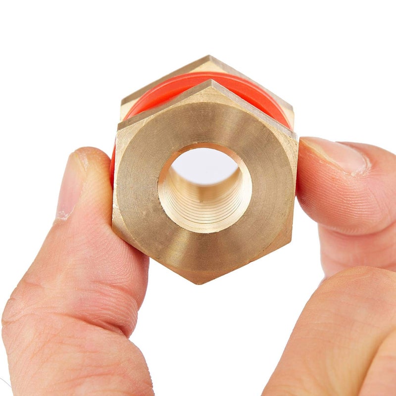 LitOrange 4 PCS Brass Bulkhead Coupling Both End 1/4" NPT Female,Outer Diameter 3/4-16UNF Brass Bulk Head Pipe Fitting Bulkhead Tank Fitting Coupler Coupling,15/16" Length (Pack of 4) - Image 3
