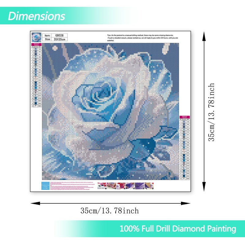 MBNTJHT Rose Diamond Art Kits for Adults,Crystal Flower DIY Diamond Painting Kits for Adult Beginners,Full Drill Round Gem Painting Art Craft for Home Wall Decor 14x14 Inch. - Image 2