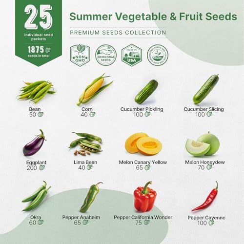 Organo Republic 25 Summer Vegetable & Fruit Seeds Variety Pack - 1,870+ Non-GMO Heirloom Veggie & Fruits Seeds for Outdoors and Indoor Home Gardening, Including Collards, Tomato, Pepper, Okra, Onion, Bean, Cucumber - Image 3