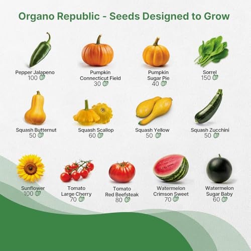 Organo Republic 25 Summer Vegetable & Fruit Seeds Variety Pack - 1,870+ Non-GMO Heirloom Veggie & Fruits Seeds for Outdoors and Indoor Home Gardening, Including Collards, Tomato, Pepper, Okra, Onion, Bean, Cucumber - Image 4