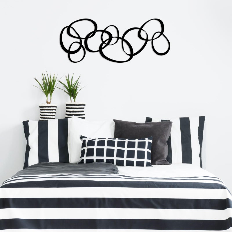 Pigort Metal Abstract Wall Art Black Minimalist DÃ©cor Line Art Wall DÃ©cor, 3D Textured Wall Sculptures, for Living Room Bedroom Bathroom Office Set of 3 - Image 4