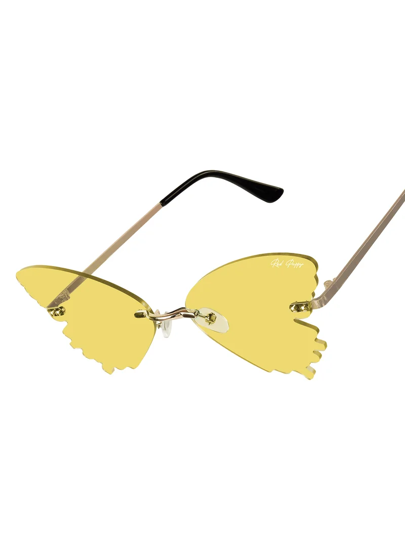 ووجلز نظارات شمسية فراشة صفراء ببابي ستروب حمراء