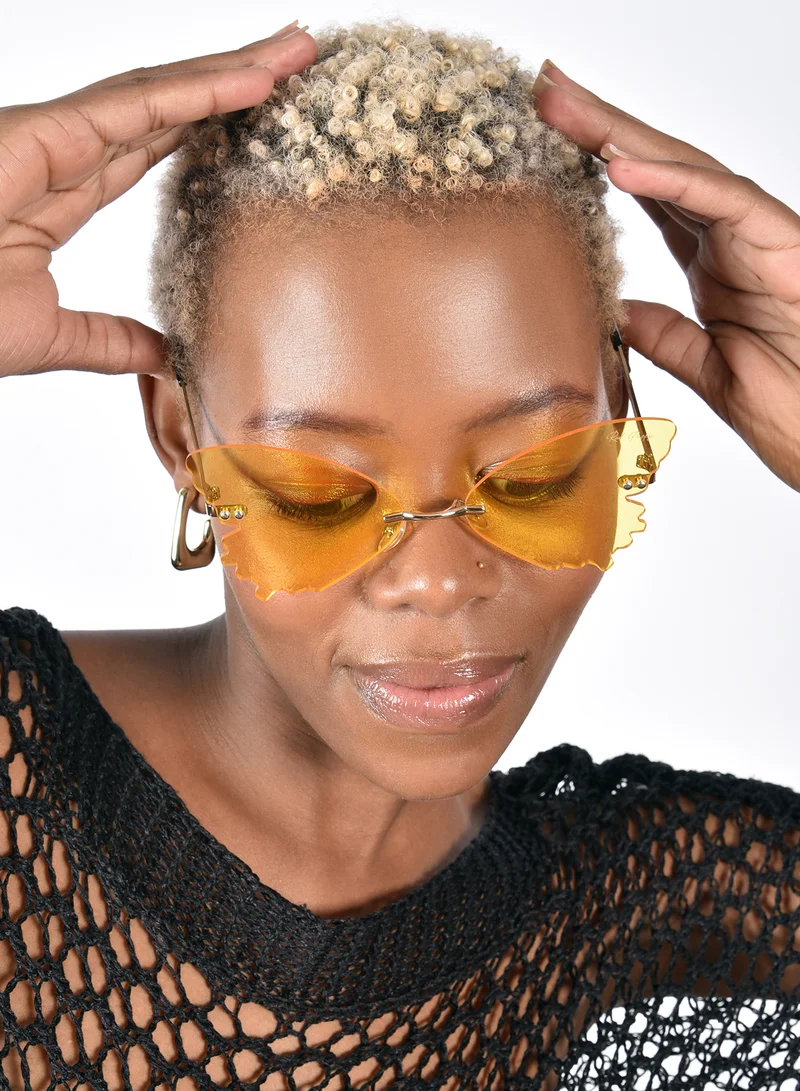 ووجلز نظارات شمسية فراشة صفراء ببابي ستروب حمراء