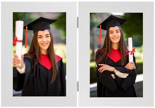 Double Photo Picture Frame 6 x 4 White Holds 2 Photographs Twin Hinged 6x4 10 x 15 cm White Frames 6x4 Photo Frames 4x6 Photo Collage Gallery Display